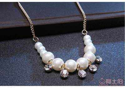 義烏雅雪飾品YX1251 日韓風磨砂珍珠吊鉆短項鏈的批發魅力